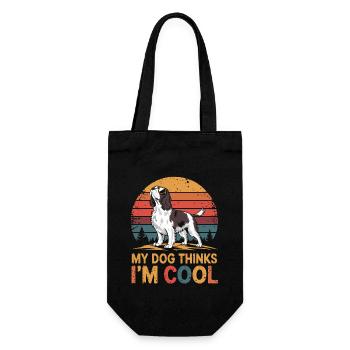 English Springer Spaniel Mein Hund Denkt Das Ich - Geschenkbeutel für Flaschen - Schwarz - Vorne