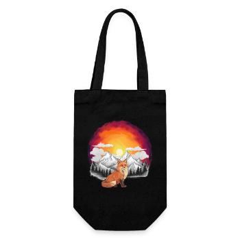 Natur Sonnenuntergang Fuchs Füchse Gebirge Berge - Geschenkbeutel für Flaschen - Schwarz - Vorne