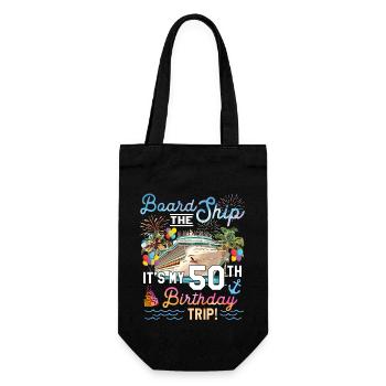 50th Birthday Cruise Ship Party Trip Fun Design - Geschenkbeutel für Flaschen - Schwarz - Vorne
