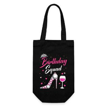 Sparkling Birthday Squad with Crown and Heels - Geschenkbeutel für Flaschen - Schwarz - Vorne