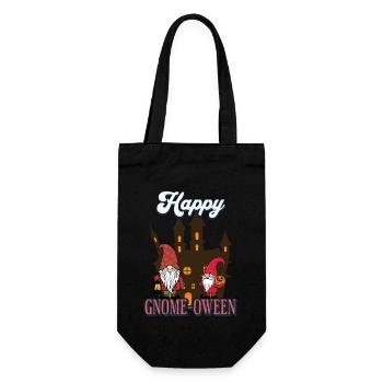 Happy Gnome-Oween Funny Halloween Gnome Saying - Gift Bag for Bottles - black - Front
