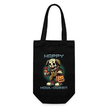 Happy Howl-o-ween Drôle Halloween Chien Dire - Sac à bouteille - noir - Devant