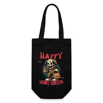 Happy Howl-Oween Funny Dog Halloween Saying - Gift Bag for Bottles - black - Front