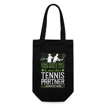 Funny Tennis Player Racket Husband - Gift Bag for Bottles - black - Front