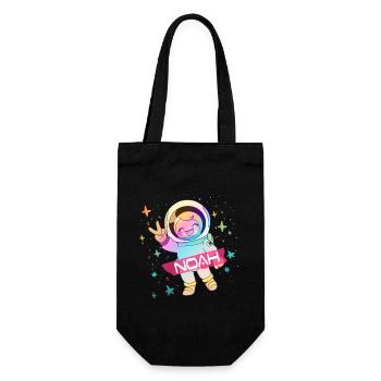 NOAH - Beau nom de garçon avec astronaute mignon - Sac à bouteille - noir - Devant