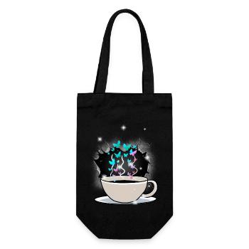 Kaffee Kaffeetasse Koffein - Geschenkbeutel für Flaschen - Schwarz - Vorne