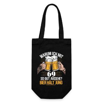 Pourquoi est-ce que j’ai l’air si bien à 69 ans ? La bière vous garde jeune - Sac à bouteille - noir - Devant