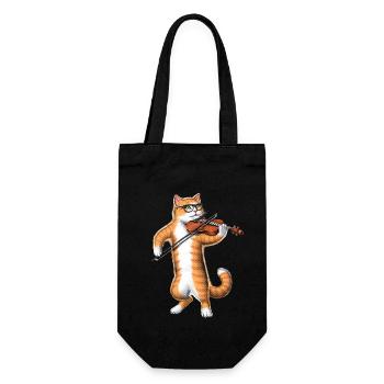 Cat Playing Violin - Gift Bag for Bottles - black - Front