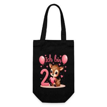 Cerf mignon Je suis 2 enfants 2ème anniversaire fille - Sac à bouteille - noir - Devant