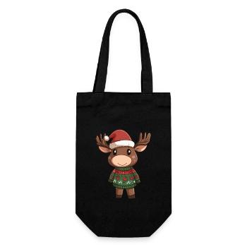 Elch Weihnachten - Geschenkbeutel für Flaschen - Schwarz - Vorne