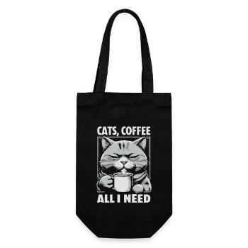 Lustiges Katze Kunst Katzenbesitzer Katzen Kaffee - Geschenkbeutel für Flaschen - Schwarz - Vorne