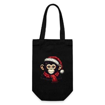 Chimpanzé de Noël avec chapeau et écharpe - Sac à bouteille - noir - Devant