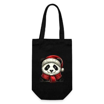 Panda de Noël avec chapeau rouge et écharpe - Sac à bouteille - noir - Devant