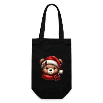 Mignon ours de Noël avec écharpe et chapeau de Noël - Sac à bouteille - noir - Devant