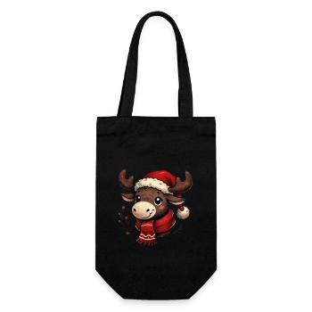 Mignon renne avec chapeau de Père Noël - Sac à bouteille - noir - Devant
