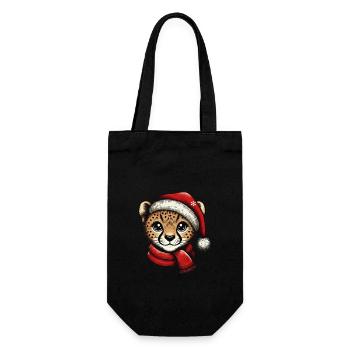 Christmas Baby Cheetah with Christmas Hat - Gift Bag for Bottles - black - Front