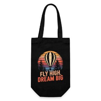 Fly High, Dream Big: Hot Air Balloon - Gift Bag for Bottles - black - Front