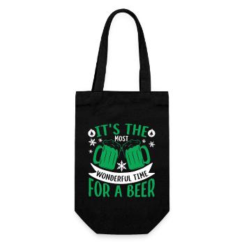 Christmas Wonderful Time For A Beer - Gift Bag for Bottles - black - Front