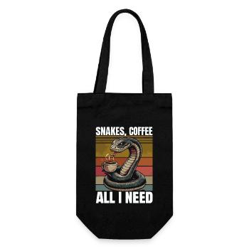 Lustiges Schlangen Kunst Schlange Kaffee Reptilien - Geschenkbeutel für Flaschen - Schwarz - Vorne