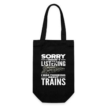 Sorry I've been thinking about trains - Gift Bag for Bottles - black - Front