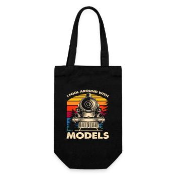 Ich Spiele Mit Modellen Lokomotive Vintage - Geschenkbeutel für Flaschen - Schwarz - Vorne