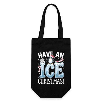 Habe Eine Eisige Weihnachten Mit Pinguin - Geschenkbeutel für Flaschen - Schwarz - Vorne