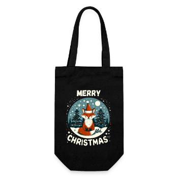 Merry Christmas Fuchs Weihnachten Winter Schnee - Geschenkbeutel für Flaschen - Schwarz - Vorne