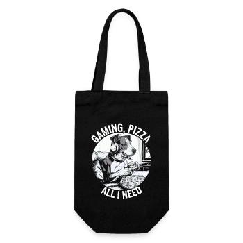 Funny Dog Gaming Pizza Gamer Gamer Gaming - Gift Bag for Bottles - black - Front
