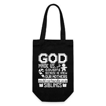 Christmas God Made Us Cousin - Gift Bag for Bottles - black - Front
