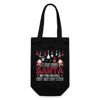 Christmas I'm Not Santa But You Can Sit On My Lap - Gift Bag for Bottles - black - Front
