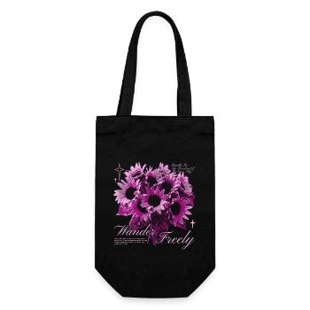 Wander Freely Sunflower Floral Art Design - Geschenkbeutel für Flaschen - Schwarz - Vorne