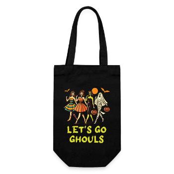 Lets Go Ghouls Lustige Halloween Mädchen - Geschenkbeutel für Flaschen - Schwarz - Vorne