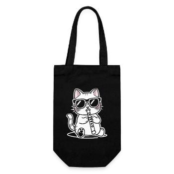 Cat with sunglasses playing flute - Gift Bag for Bottles - black - Front