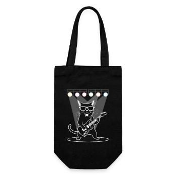 Chat avec des lunettes de soleil jouant de la guitare sur scène - Sac à bouteille - noir - Devant