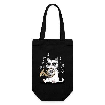 Cat with sunglasses playing horn - Gift Bag for Bottles - black - Front