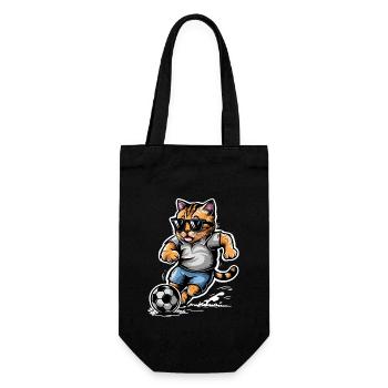Katze Mit Sonnenbrille Spielt Fußball - Geschenkbeutel für Flaschen - Schwarz - Vorne