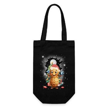 Erdnuss Weihnachten Tannenbaum Nikolaus Kinder - Geschenkbeutel für Flaschen - Schwarz - Vorne