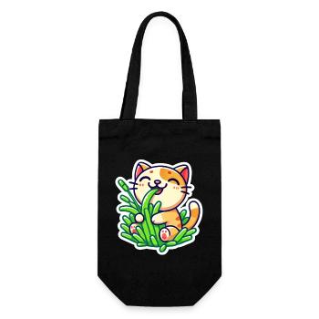 Cute Ginger Cat eating green grass - Gift Bag for Bottles - black - Front