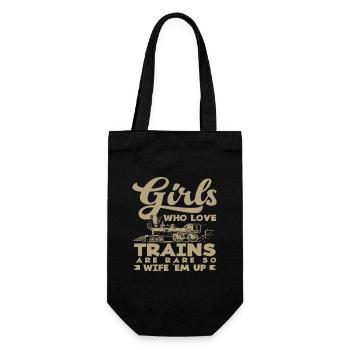Girls who love trains are rare - Gift Bag for Bottles - black - Front