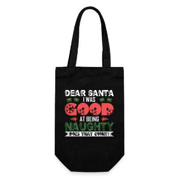 Christmas Dear Santa I Was Good At Being Naughty - Gift Bag for Bottles - black - Front