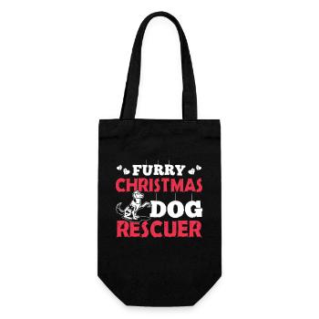 Christmas Furry Dog Rescuer Christmas - Gift Bag for Bottles - black - Front