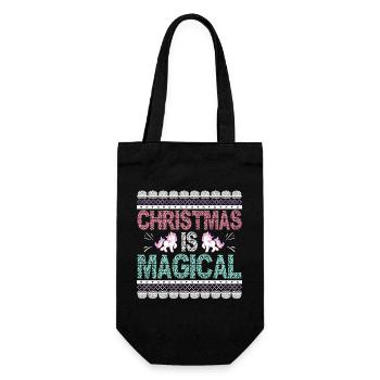 Funny Christmas Is Magical - Gift Bag for Bottles - black - Front