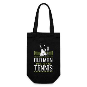 Funny Tennis Player Racket Grandpa - Gift Bag for Bottles - black - Front