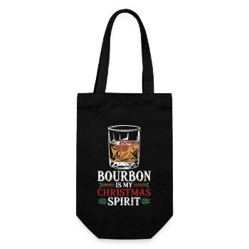 Bourbon Ist Mein Weihnachtsgeist - Geschenkbeutel für Flaschen - Schwarz - Vorne