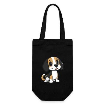 Beagle chien bande dessinée mignon - Sac à bouteille - noir - Devant