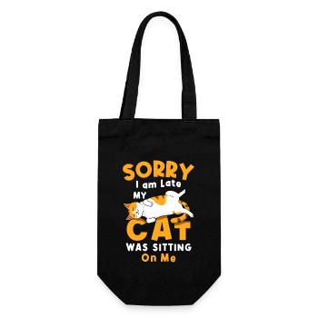 Sorry i am Late My Cat Was Sitting On Me Katzen - Gift Bag for Bottles - black - Front