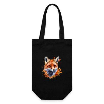 Herbst-Aquarell-Fuchs - Geschenkbeutel für Flaschen - Schwarz - Vorne