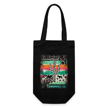 Serape Western Cowgirls Cowboys Kaktus Sukkulenten - Geschenkbeutel für Flaschen - Schwarz - Vorne