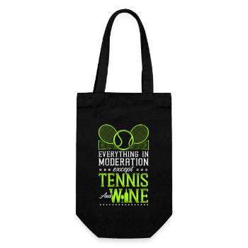 Funny Tennis Player Racket Wine - Geschenkbeutel für Flaschen - Schwarz - Vorne