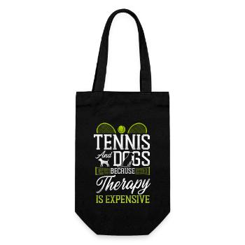 Funny Tennis Player Racket Dog - Geschenkbeutel für Flaschen - Schwarz - Vorne